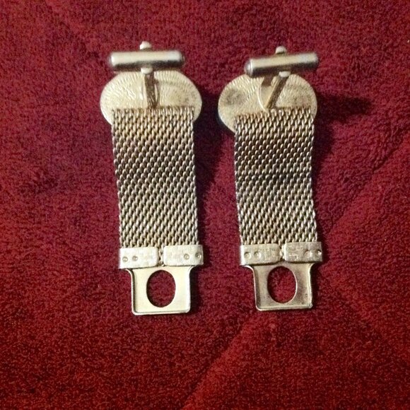 Rare Vintage Mesh Wrap Around Gold Toned Red Aurora Borealis Lucite Nugget Cuffl - Picture 6 of 6